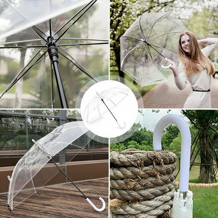 Clear Transparent Umbrella Long Handle Auto Open PVC Rain Parasol 71cm