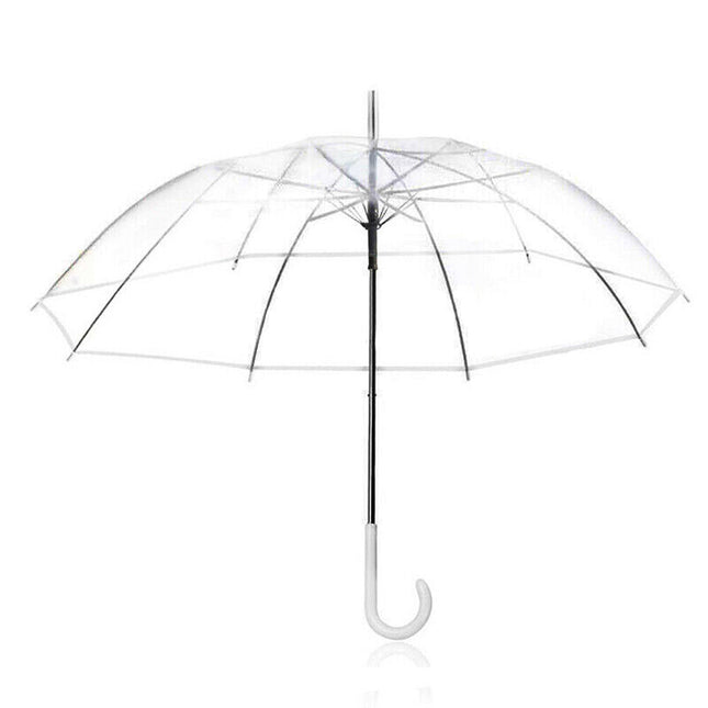 Clear Transparent Umbrella Long Handle Auto Open PVC Rain Parasol 71cm