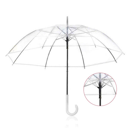 Clear Transparent Umbrella Long Handle Auto Open PVC Rain Parasol 71cm