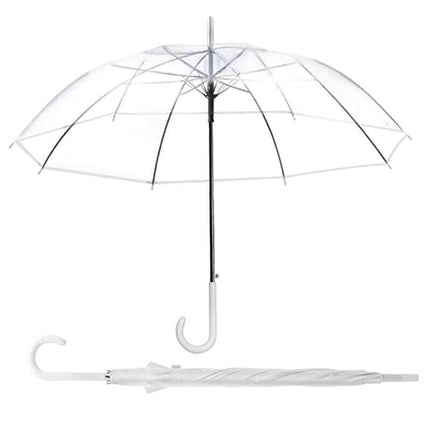 Clear Transparent Umbrella Long Handle Auto Open PVC Rain Parasol 71cm