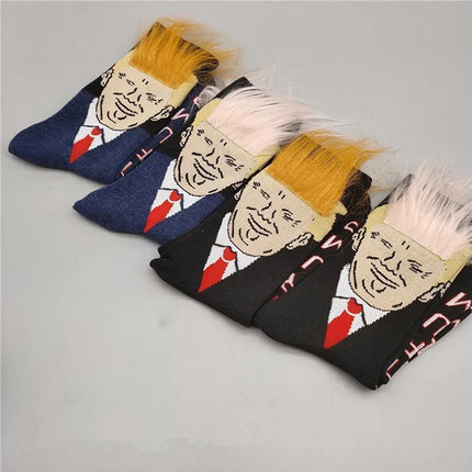 Unisex Fashion Hair Pattern Cotton Mid Calf Socks Trendy Design Comfortable Fit
