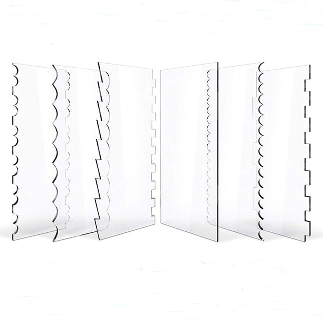 6PCS Acrylic Cake Scraper Set Decorating Edge Smoother for Baking and Icing