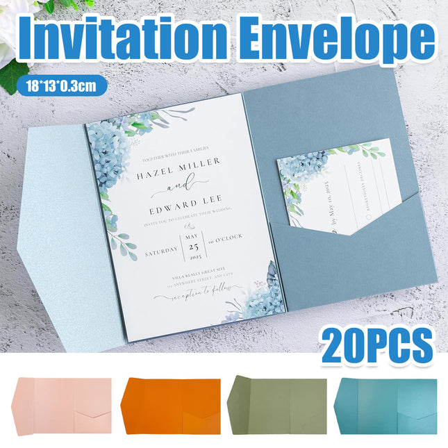 20PCS 3D Tri-Fold Holiday Wedding Invitation Envelope Greeting Cards Aesthetic