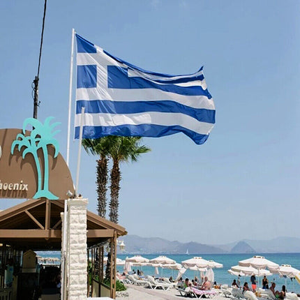 Large Greece Greek Flag Heavy Duty Outdoor 90 X 150 Cm - 3Ft X 5Ft