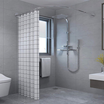 Telescopic Arc Shower Curtain Rod Punch Free Adjustable Bathroom Curtain Rod