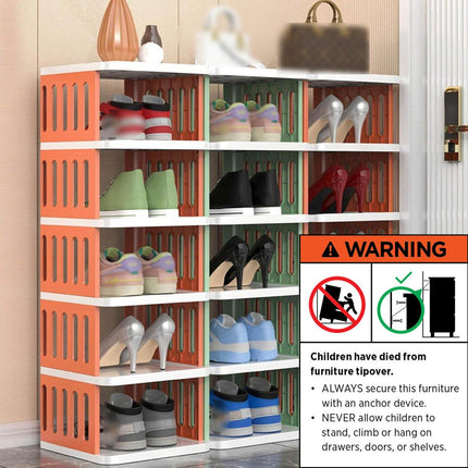7/8 Tier Shoe Rack Multi Layer Foldable Plastic Home Doorway Storage Organizer