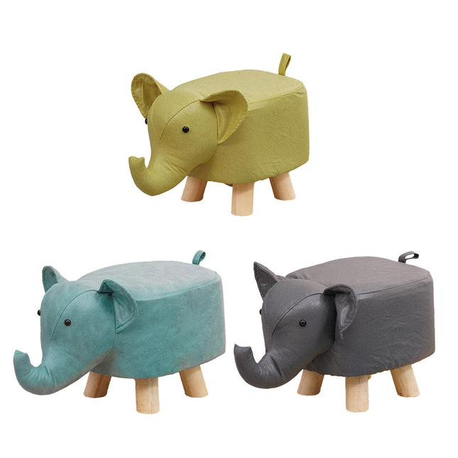 Cute Elephant Solid Wood Low Stool Shoe Changing Stool Durable for Home Entryway