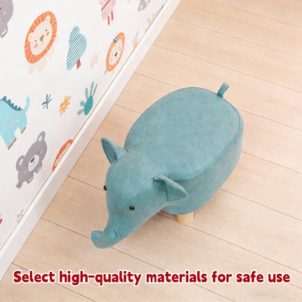 Cute Elephant Solid Wood Low Stool Shoe Changing Stool Durable for Home Entryway