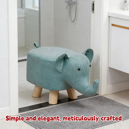 Cute Elephant Solid Wood Low Stool Shoe Changing Stool Durable for Home Entryway
