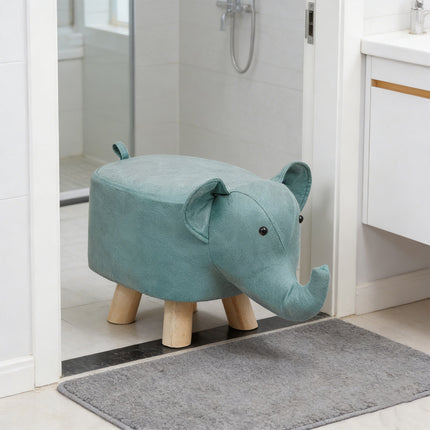 Cute Elephant Solid Wood Low Stool Shoe Changing Stool Durable for Home Entryway