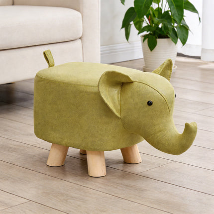 Cute Elephant Solid Wood Low Stool Shoe Changing Stool Durable for Home Entryway