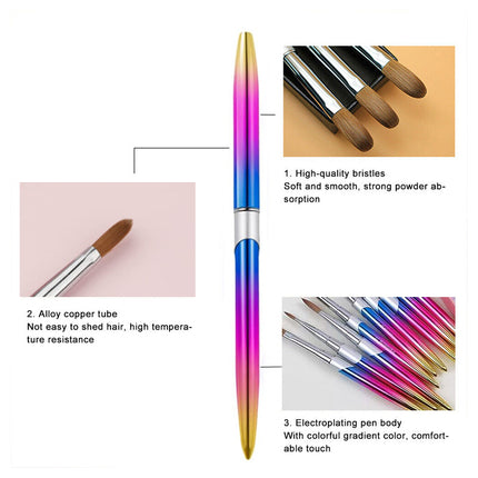 Kolinsky Acrylic Nail Art Brush Manicure Powder Professional Tools Size 2-18