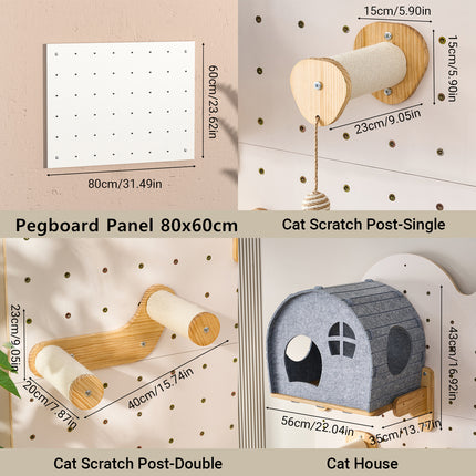 DIY Pegboard Cat Climbing Frame Wall Mounted Activity Center Freely Matched