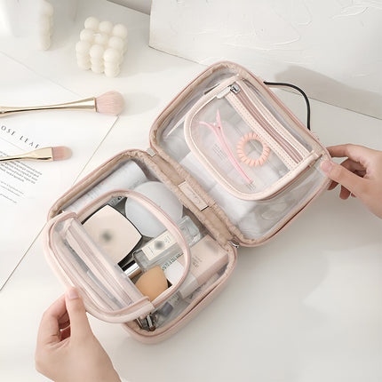 Simple Colour Travel Cosmetic Bag Lightweight Waterproof Transparent Organizer