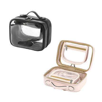 Simple Colour Travel Cosmetic Bag Lightweight Waterproof Transparent Organizer