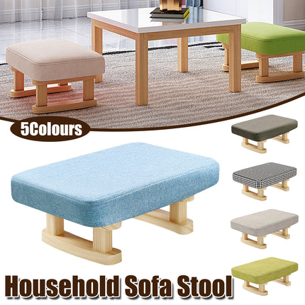 1PC Small Solid Wood Fabric Stool Creative Retro Footstool for Living Room Seat