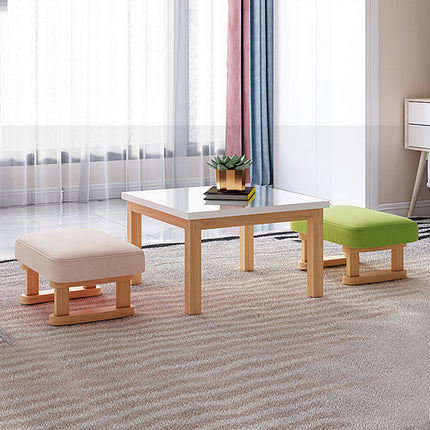 1PC Small Solid Wood Fabric Stool Creative Retro Footstool for Living Room Seat