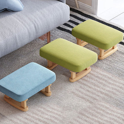 1PC Small Solid Wood Fabric Stool Creative Retro Footstool for Living Room Seat