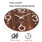 Glow In Dark Wall Clock Luminous Quartz Wooden Non Ticking Home Decor 12inch/30Cm
