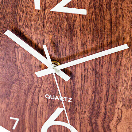 Glow In Dark Wall Clock Luminous Quartz Wooden Non Ticking Home Decor 12inch/30Cm