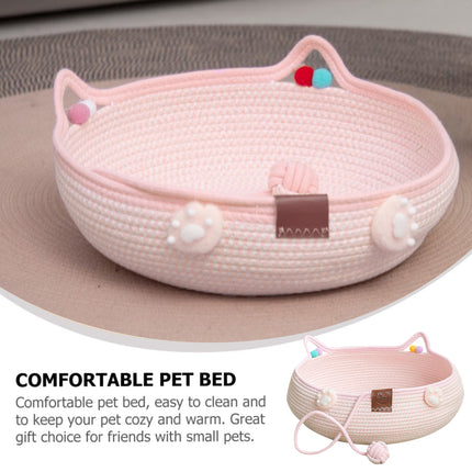 Woven Rattan Cat Bed Nest with Scratching Surface Washable Durable All Season