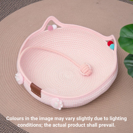 Woven Rattan Cat Bed Nest with Scratching Surface Washable Durable All Season