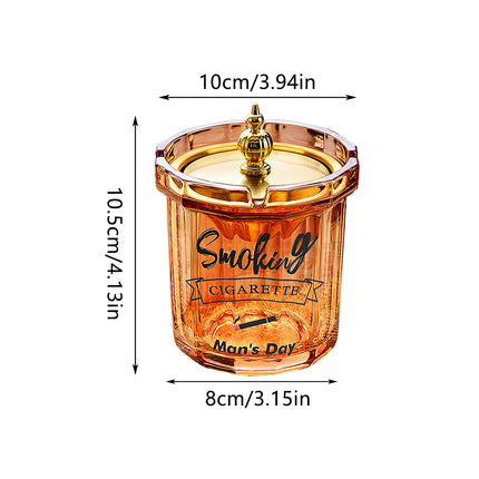 Home Ashtray Premium Stainless Steel Covered Ash Tray Funnel Type Anti Ash Fly