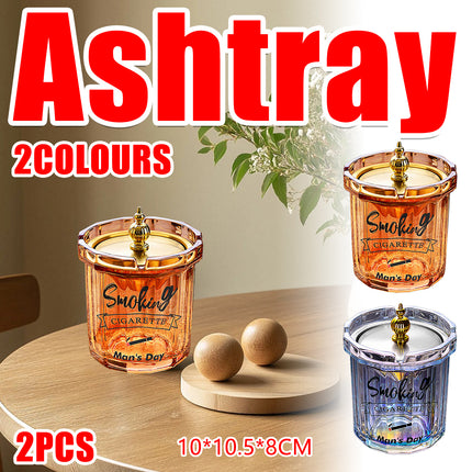 Home Ashtray Premium Stainless Steel Covered Ash Tray Funnel Type Anti Ash Fly