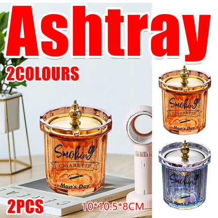 Home Ashtray Premium Stainless Steel Covered Ash Tray Funnel Type Anti Ash Fly