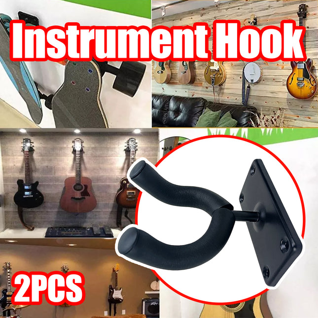 Guitar Wall Hanger Rack Hook Non Adjustable Black Mount Holder for Acoustic