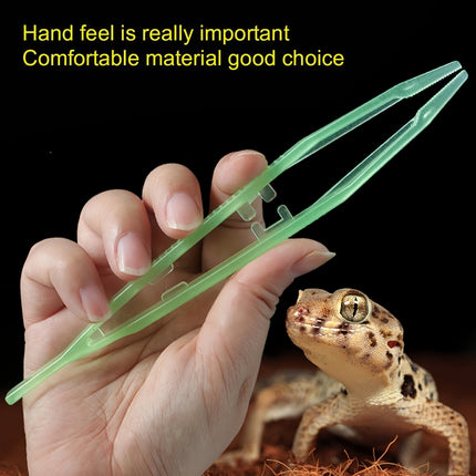 18cm Plastic Luminous Tweezer Feeding Tongs Straight for Reptile Feeder White