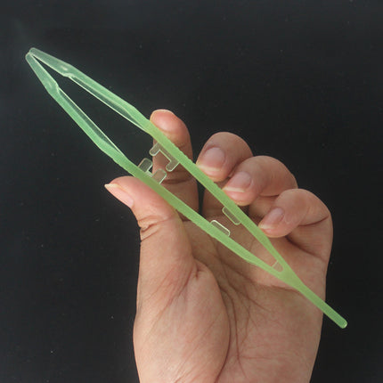 18cm Plastic Luminous Tweezer Feeding Tongs Straight for Reptile Feeder White