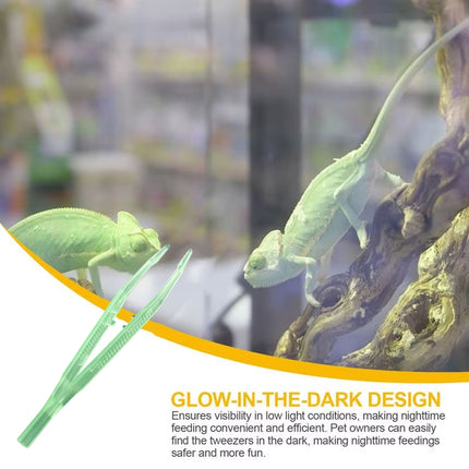 18cm Plastic Luminous Tweezer Feeding Tongs Straight for Reptile Feeder White