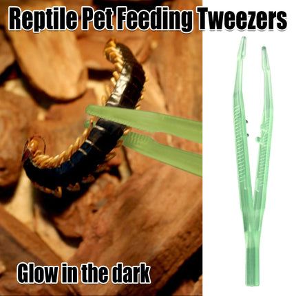 18cm Plastic Luminous Tweezer Feeding Tongs Straight for Reptile Feeder White