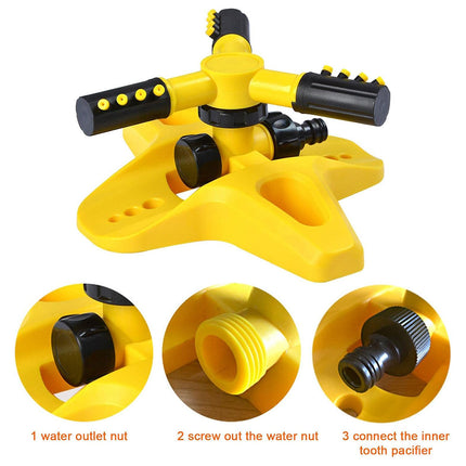 360 Degree Rotating Yellow Sprinkler Automatic Lawn Garden Watering System Villa