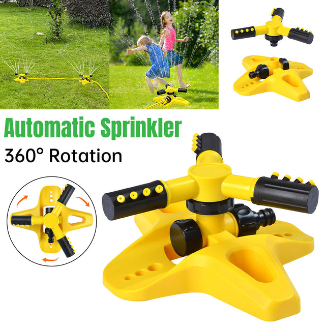 360 Degree Rotating Yellow Sprinkler Automatic Lawn Garden Watering System Villa