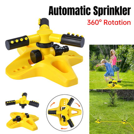 360 Degree Rotating Yellow Sprinkler Automatic Lawn Garden Watering System Villa