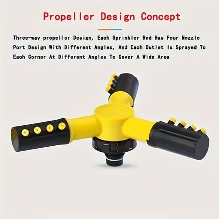 360 Degree Rotating Yellow Sprinkler Automatic Lawn Garden Watering System Villa