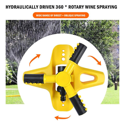360 Degree Rotating Yellow Sprinkler Automatic Lawn Garden Watering System Villa
