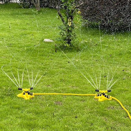 360 Degree Rotating Yellow Sprinkler Automatic Lawn Garden Watering System Villa