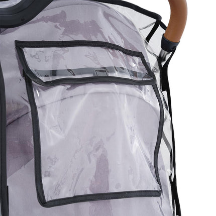 Universal Pram Rain Cover Windproof Transparent Double Canopy Shield