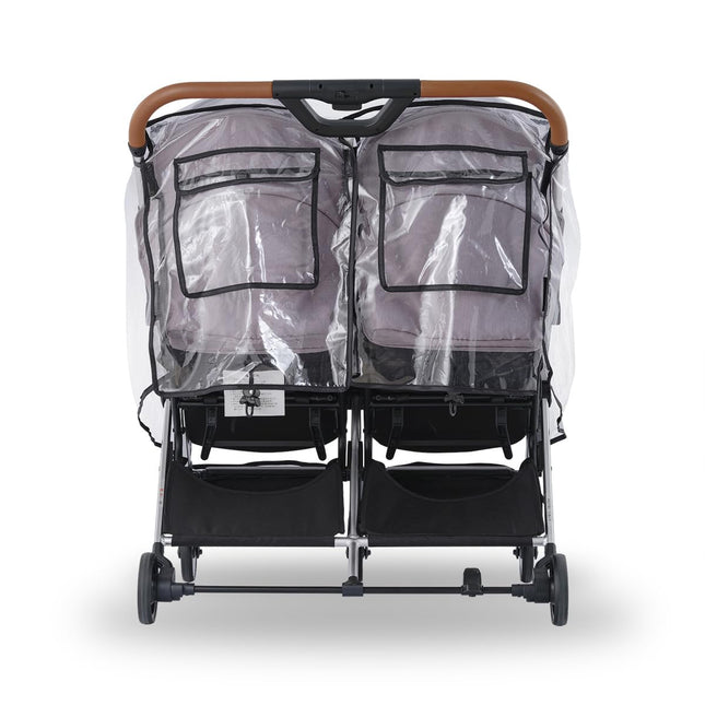 Universal Pram Rain Cover Windproof Transparent Double Canopy Shield