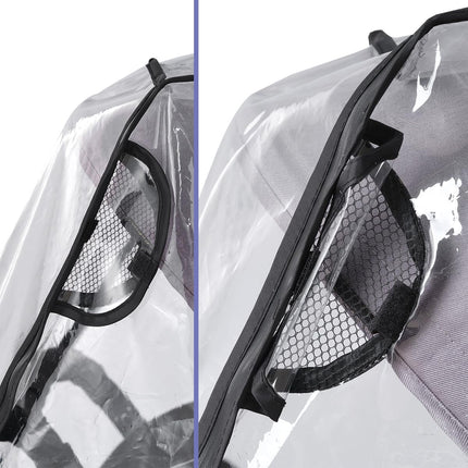 Universal Pram Rain Cover Windproof Transparent Double Canopy Shield
