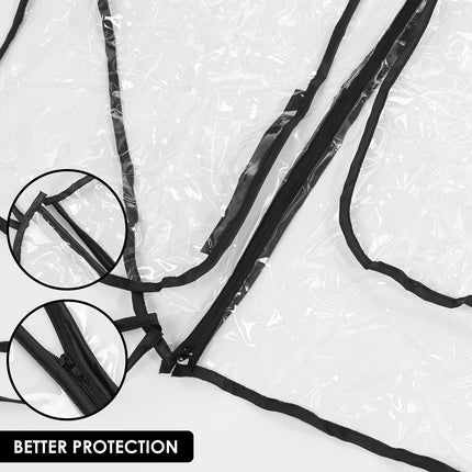 Universal Pram Rain Cover Windproof Transparent Double Canopy Shield