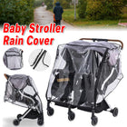 Universal Pram Rain Cover Windproof Transparent Double Canopy Shield