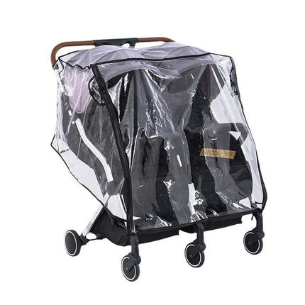 Universal Pram Rain Cover Windproof Transparent Double Canopy Shield