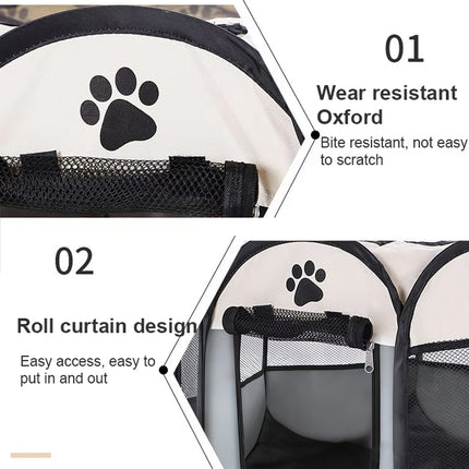 Pet Fence Indoor Cat Dog Tent Octagonal Fence Portable Foldable Cage Kennel