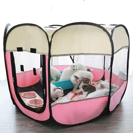 Pet Fence Indoor Cat Dog Tent Octagonal Fence Portable Foldable Cage Kennel
