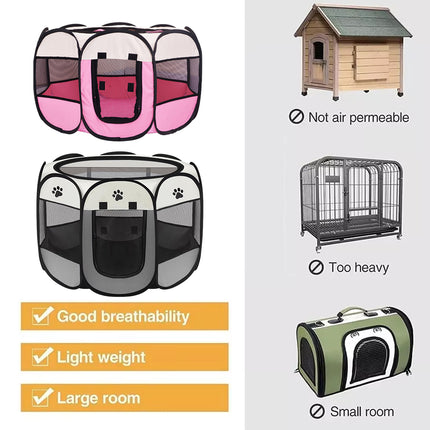 Pet Fence Indoor Cat Dog Tent Octagonal Fence Portable Foldable Cage Kennel