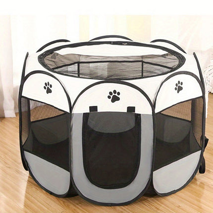 Pet Fence Indoor Cat Dog Tent Octagonal Fence Portable Foldable Cage Kennel